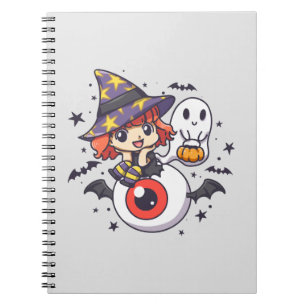 Adorable Witch Hat Kid on Mystical Eye Notebook