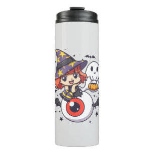 Adorable Witch Hat Kid on Mystical Eye Thermal Tumbler