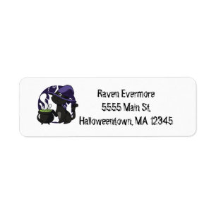Adorable Witches Black Cat Return Address Label