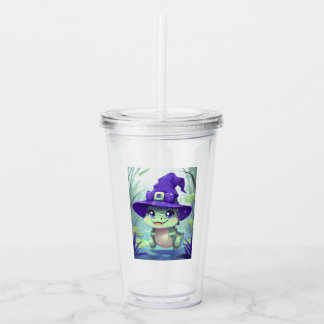 Adorable Witchy Crocodile  Acrylic Tumbler