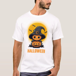 "Adorable Witchy Pumpkin Halloween Design" T-Shirt