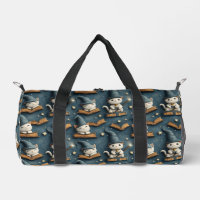 Adorable Wizard Cat Pattern with Books and Stars
