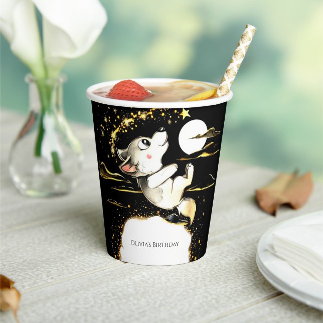 Adorable Wolf Birthday Paper Cups (Insitu)