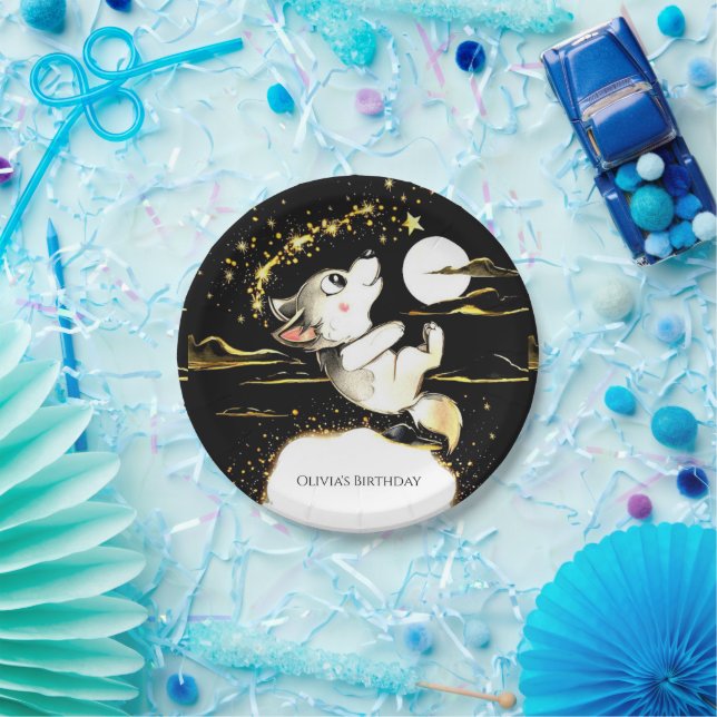 Adorable Wolf Birthday Paper Plate (Party)