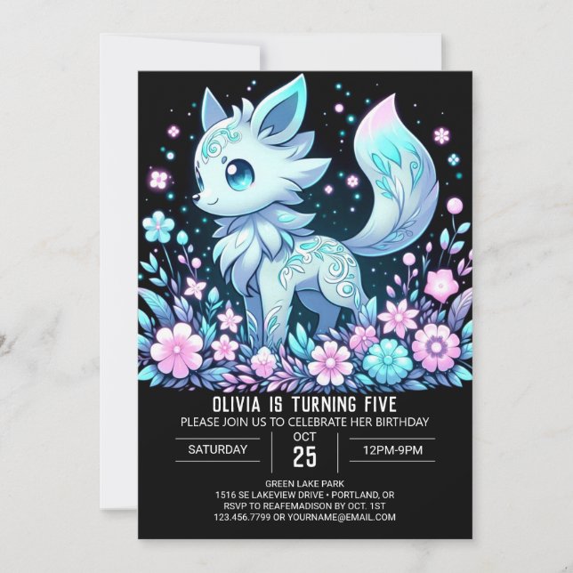 Adorable Wolf Digital Birthday Invitation (Front)