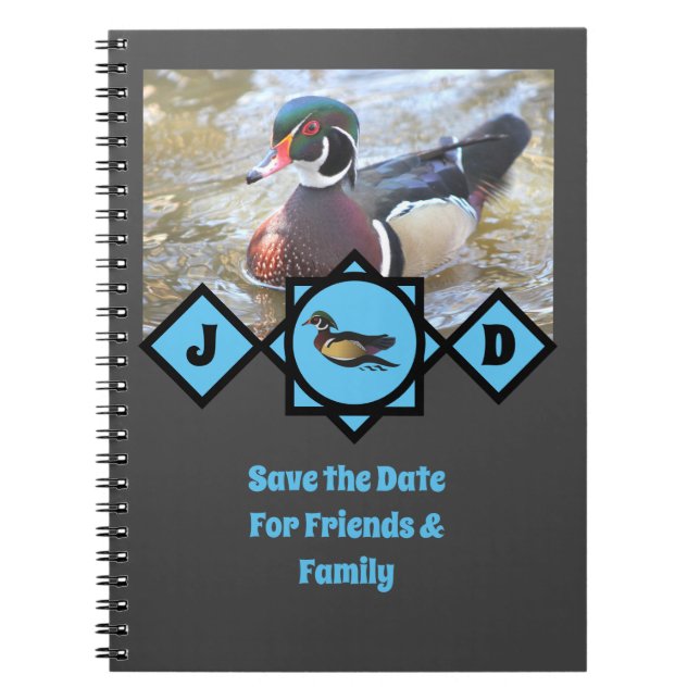 Adorable Wood Duck Monogram Photo Notebook (Front)