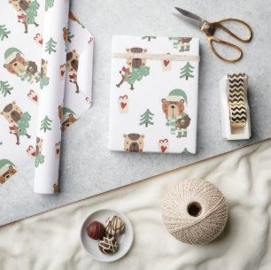 Adorable Wood Forest Animal Christmas Pattern Wrapping Paper