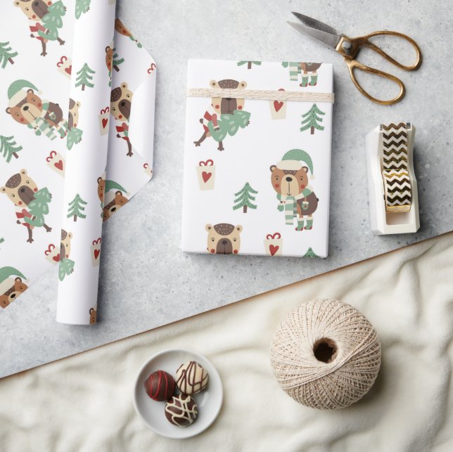 Adorable Wood Forest Animal Christmas Pattern Wrapping Paper (Crafts)