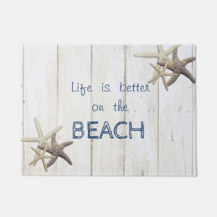 Adorable Wood Texture,Starfish,Beach   Doormat