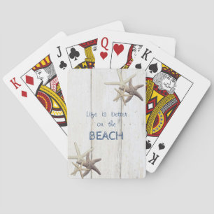 Adorable Wood Texture,Starfish,Beach Playing Cards
