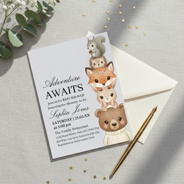 Adorable Woodland Animals Baby Shower Invitation (Creator Uploaded)