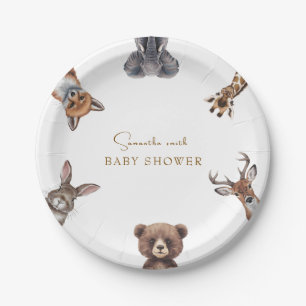 Adorable woodland animals baby shower  paper plate