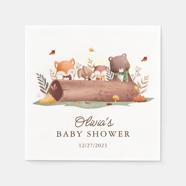 Adorable Woodland Animals Napkin (Front)