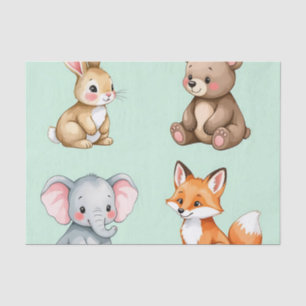 Adorable Woodland Baby Animals Pastel Watercolor  Tissue Paper
