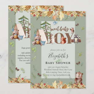 Adorable Woodland Bear Camping Boys Baby Shower In