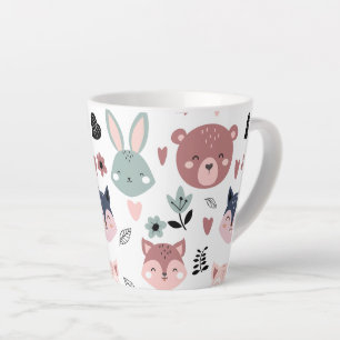 Adorable Woodland Creatures With Hearts Latte Mug