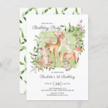 Adorable Woodland Friends Girls 1st Birthday Invitation<br><div class="desc">Super cute watercolor woodland forest friends birthday party invitation featuring the sweetest deer,  squirrel,  fox,  bunny,  racoon & bear. Can also be used for a 2nd,  3rd & 4th birthday.</div>