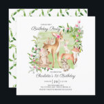 Adorable Woodland Friends Girls 1st Birthday Invitation<br><div class="desc">Super cute watercolor woodland forest friends birthday party invitation featuring the sweetest deer,  squirrel,  fox,  bunny,  racoon & bear. Can also be used for a 2nd,  3rd & 4th birthday.</div>