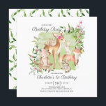 Adorable Woodland Friends Girls 1st Birthday Invitation<br><div class="desc">Super cute watercolor woodland forest friends birthday party invitation featuring the sweetest deer,  squirrel,  fox,  bunny,  racoon & bear. Can also be used for a 2nd,  3rd & 4th birthday.</div>