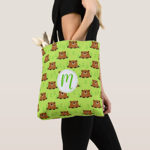 Adorable Woodland Groundhog Pattern Tote Bag