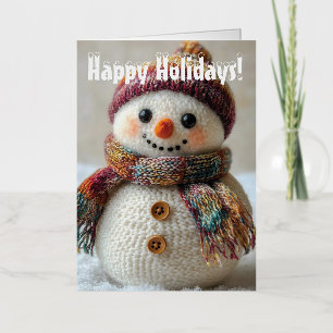 Adorable Wool Snowman with Hat & Scarf Design Foil Greeting Card