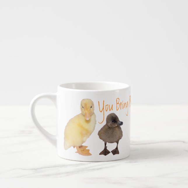 Adorable Yellow and Grey Duckling Photographs Espresso Cup (Left)