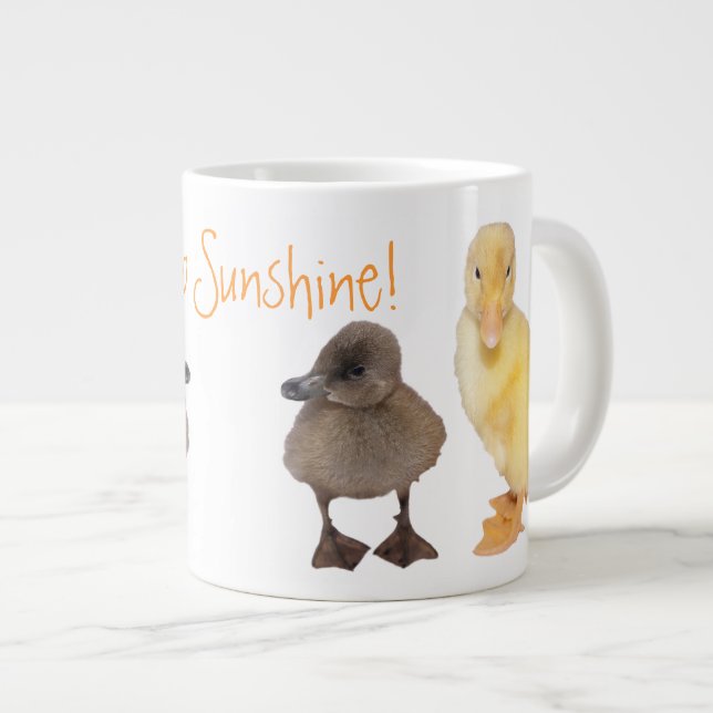 Adorable Yellow and Grey Duckling Photographs Large Coffee Mug (Front Right)