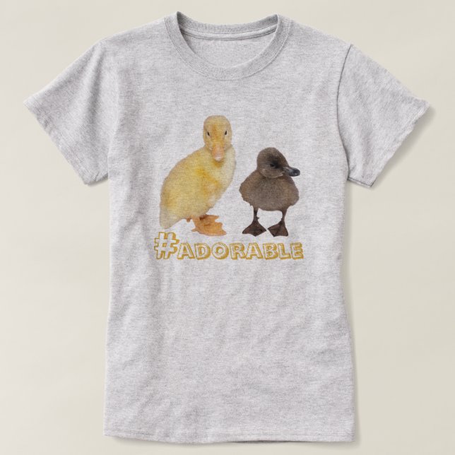 Adorable Yellow and Grey Ducklings Photo Custom T-Shirt (Design Front)