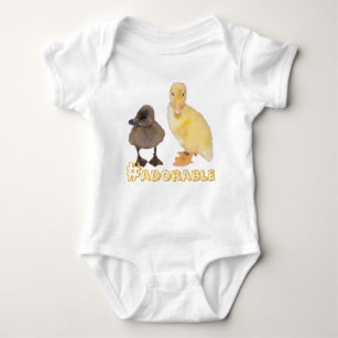 Adorable Yellow and Grey Ducklings Photograph Baby Bodysuit