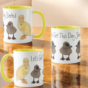 Adorable Yellow and Grey Ducklings Photograph Mug