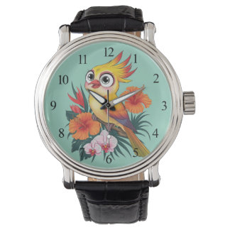 Adorable Yellow birds with flowers Watch