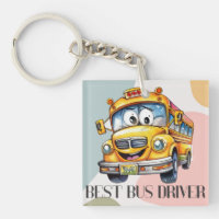 Adorable Yellow Cartoon Best School Bus Driver