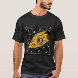 Adorable Yellow Monster Fish in a Mysterious Black T-Shirt