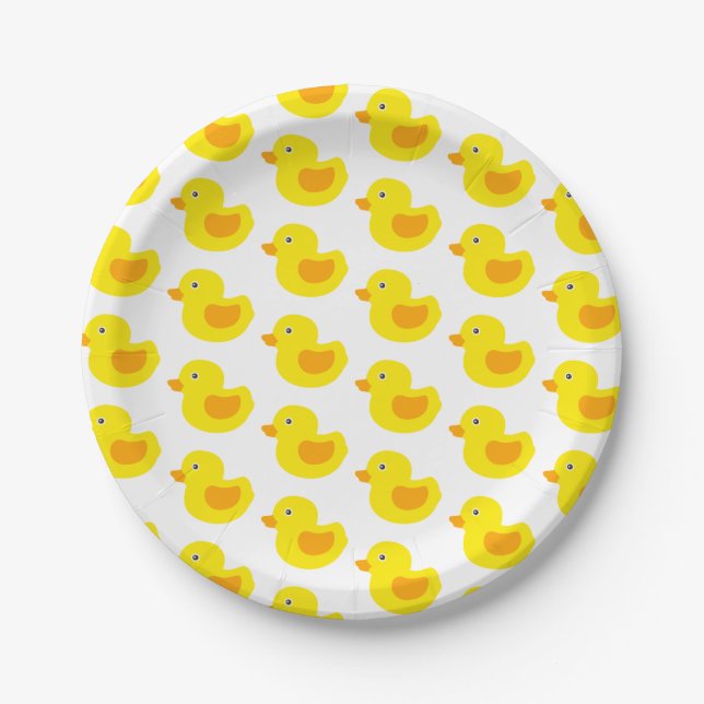 Adorable Yellow Rubber Ducks Duckies Paper Plate (Front)
