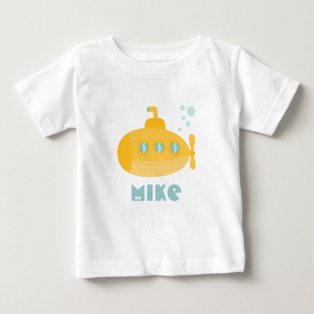 Adorable Yellow Submarine Submerged Underwater Baby T-Shirt (Front)