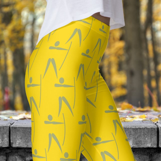 Adorable Yellow Womens Archery Pattern Leggings (Womens Archery on School Bus Yellow Leggings)