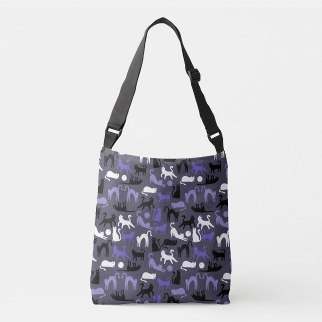 Adorable Yoga Cute Cat Poses Crossbody Bag (Front)
