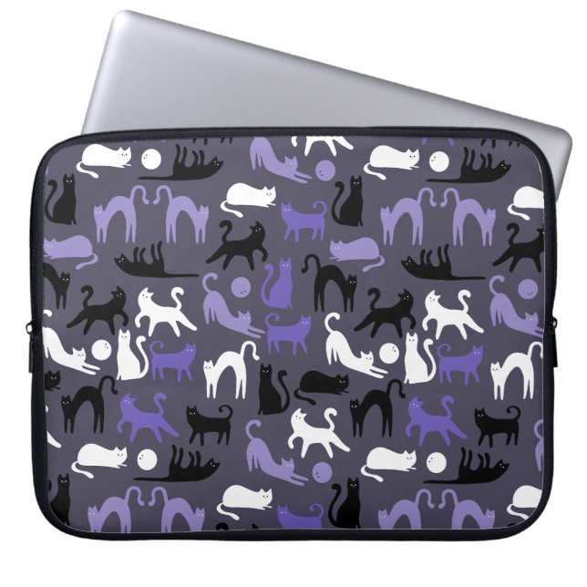 Adorable Yoga Cute Cat Poses Laptop Sleeve (Front)