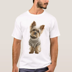 Adorable Yorkshire Terrier in Cozy Knit Sweater