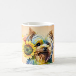 Adorable Yorkshire Terrier Sunflower Coffee Mug