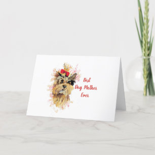 Adorable Yorkshire Terrier with Mother's Day Wish  Holiday Card
