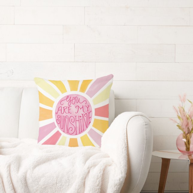 Adorable You Are My Sunshine Bright Watercolor Cushion (Couch)