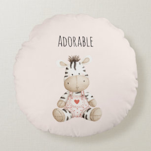 Adorable Zebra Animal Round Cushion