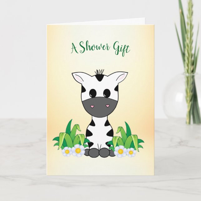 Adorable Zebra Baby Shower Congratulations Card (Front)