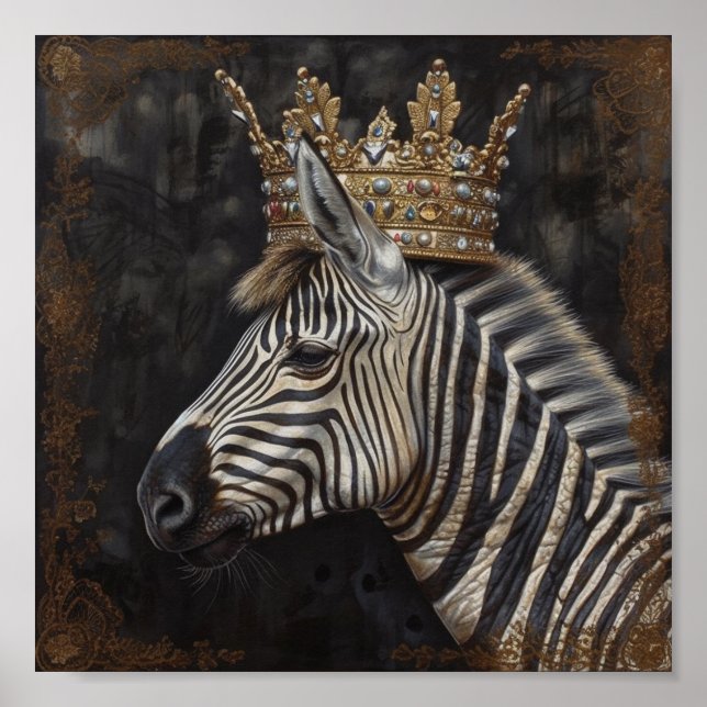 Adorable Zebra in a Crown Poster (Front)