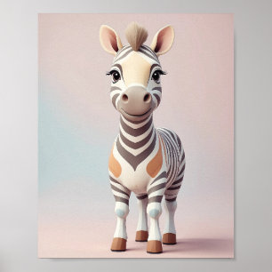 Adorable Zebra - Safari Animal Nursery Wall Art