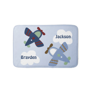Adorable Zoom Zoom Aeroplanes Bath Mat