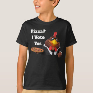 Adorables 3D Universe Cute Rooster With Pizza T-Shirt
