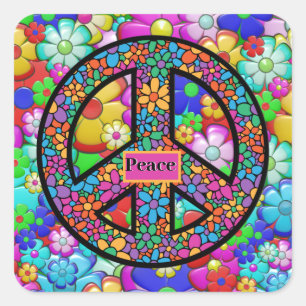 Adorables Bohemian Hippie Flowers Square Sticker