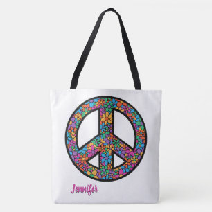 Adorables Bohemian Peace Symbol Custom Tote Bag